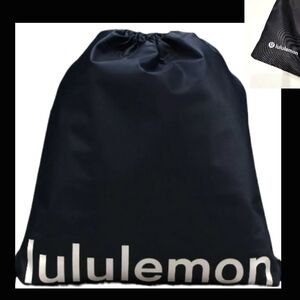 Lululemon Black Drawstring Carry All Gym Bag White Logo & Brand Graphic